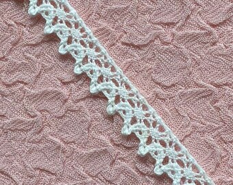 Narrow Picot Edge Cotton Cluny Crochet Lace Trim, 5/16" wide, Ivory