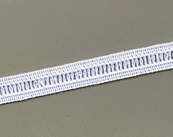 White ladder cotton cluny crochet lace trim, 9/16" 1.4cm wide