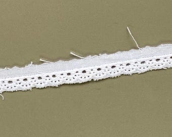 Tiny white scalloped edge cotton eyelet lace trim, 3/8" 1cm wide, Broderie anglaise, doll lace