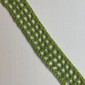 Lime geometric handmade crochet trim, 15/16&quot; 2.5cm wide