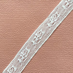 1.3 Yards Delicate Floral Insertion Cotton Cluny Crochet Lace Trim, 11/16" 1.7cm wide, Off White