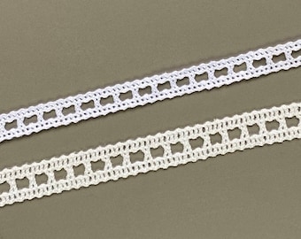 Ladder Cotton Cluny Crochet Lace Trim, 3/8" 1/2" 1cm 1.3cm wide, Ivory, Off white