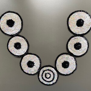 Shiny circle sequin applique motif, 5.5cm x 40cm, neckline applique patch embellishment, dress applique, sew on applique zdjęcie 2