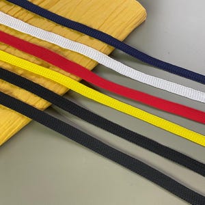 Flat middy braid trim, 3/8" 1/2" 1cm 1.3cm wide, Black, Navy Blue, Red, White, Yellow, Curtain trim, Pillow trim, Home decoration trim