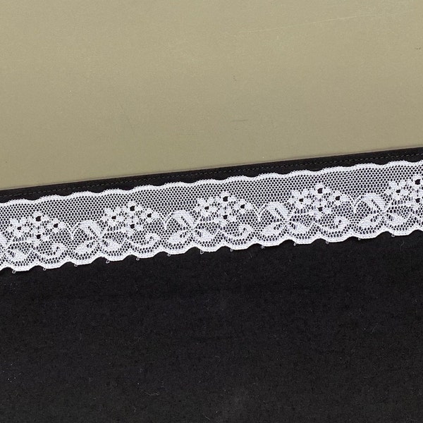 3 yards retro flower scallop raschel lace trim, 1 3/16" 3.1cm wide, White, Non-stretch, Lace veil, Doll lace, Bridal lace