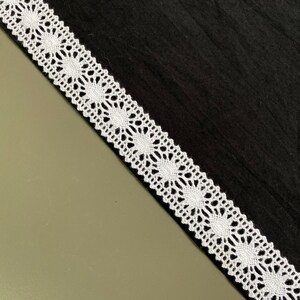 White circle insertion cotton cluny lace trim, 5/8 1 2.5cm wide, Crochet lace, Picot edge zdjęcie 5