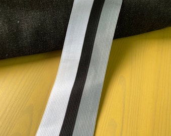 Tricoloured striped trim tape, non-stretch, 1 3/4" 2 1/4" 4.5 cm  5.7 cm wide, White Black Gray, Curtain trim, Home decor trim, Drapery trim
