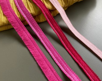 2 yards polyester brush fringe trim, 1/2" 1.3cm wide, Fuchsia, Pink, Red, Tassel fringe ribbon, Home decor trim, Edging trim