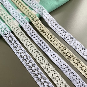 Geometrische Insertion gehäkelte Baumwolle gehäkelte Spitzenbesatz, 9/16 "5/8" 3/4" (1,5 cm 1,7 cm 1,8 cm) breit, Beige, Elfenbein, Weiß