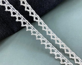 Beige triangle edge mercerised cotton cluny lace trim, 7/16" 9/16" (1.2 cm 1.4 cm) wide, Crochet lace, Torchon lace, Lace edge