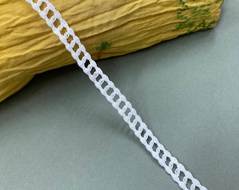 Scalloped ladder cotton cluny lace trim, 7/16" 1.1 cm wide, White, Crochet lace, Geometric lace