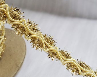Gold Polyester Gimp Braid Trim, 1/2" 1.5cm wide, Christmas trim, Holiday Trim,
