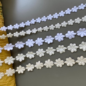 Daisy flower cotton venice lace trim, 5/8&quot; 1&quot; 1.6cm 2.5cm wide, beige, ivory, white, guipure lace, embroidered lace