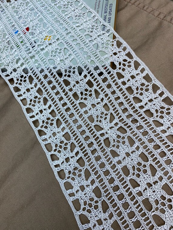 Geometric Insertion Straight Edge Rayon Cluny Crochet Lace Trim, 5