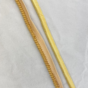 Gold flanged piping cord, 3/8&quot; 3/4&quot; wide, piping rope