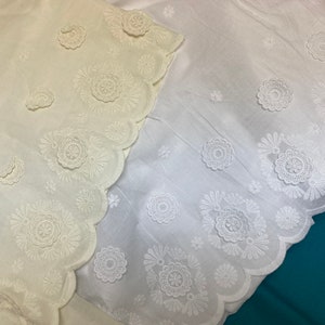3D floral scalloped cotton eyelet lace fabric, Various size, Embroidery fabric, Wedding dress fabric, Curtain lace fabric