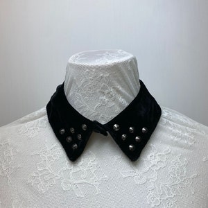 Black velvet collar necklace with rivets, detachable collar, removable collar, false collar, fake collar, women collar