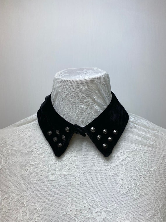 Black velvet collar necklace with rivets, detachable collar, removable collar, false collar, fake collar, women collar
