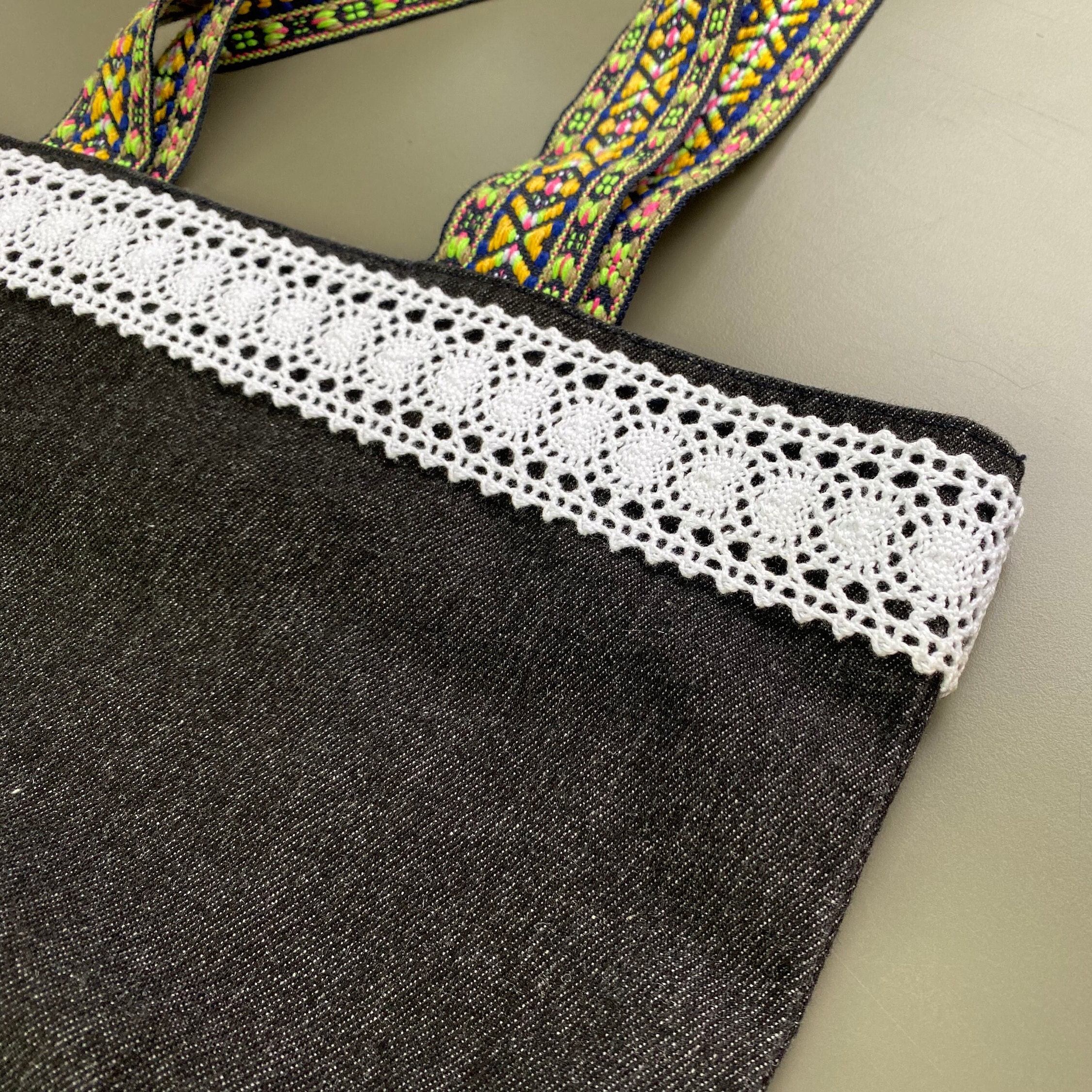 White Geometric Picot Edge Insertion Cotton Crochet Lace Trim, 1 1