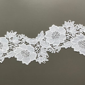 Large boho style floral polyester venise lace trim, 5 1/2&quot; 13.5cm Wide, Guipure Lace, Chemical Lace, Ivory