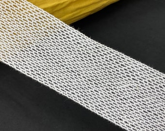 Mesh insertion cotton cluny lace trim, 1 5/8" 4 cm wide, Off White