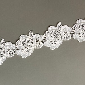 Shiny flower rayon venice lace trim, 1 7/8&quot; Wide, Guipure Lace, Chemical Lace, Ivory