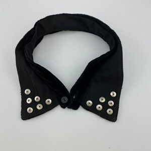 May include: A black velvet collar with silver metal studs around the edges.