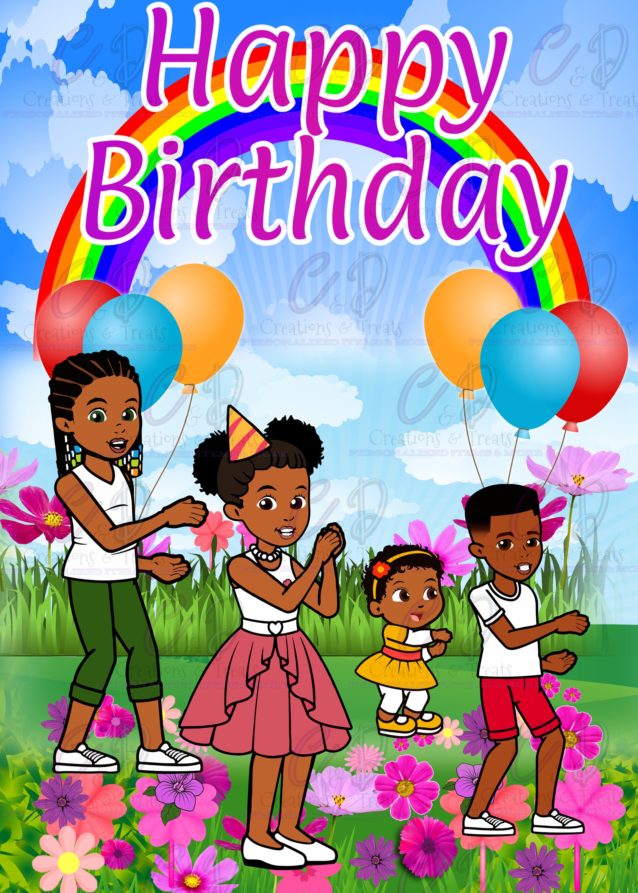 5x7 Gracie's Corner Birthday Backdrop PNG Digital File Only Birthday