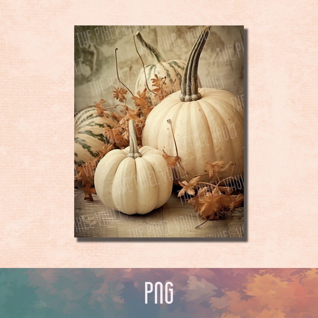 Pumpkins Greeting Card Printable PNG Vintage Fall Thankful Card ...