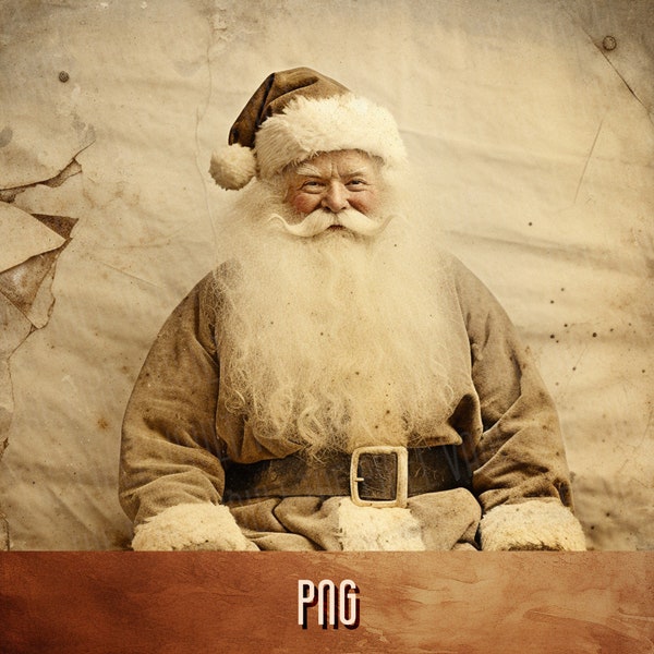 Vintage Santa Claus PNG, Old-World Christmas Digital Download, Sepia Santa Illustration, Rustic Holiday Decor, Printable Antique Nostalgia