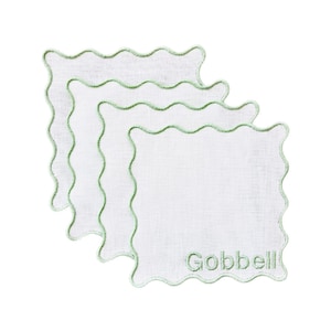 Personalized Scallop Linen Cocktail Napkin, Personalized Cocktail Napkins,Wedding Gift, Kitchen Napkin, Linen Cocktail Napkins, Hostess Gift