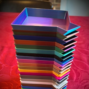 10x Board Game Piece Token Holder Tray Stackable 3D Printed Square with funnel Fixed Ten Colours, Ask To Change!