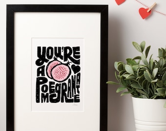 Eres un Grabado de Granada / Arte de Pared / Arte de Lettering / Arte de Granada / Impresión de Arte de Cocina