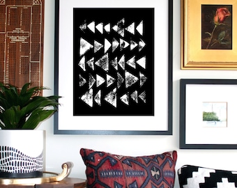 Triangles Art Print / Arte monocromático / Impresión abstracta / Arte moderno / Impresión de arte mural