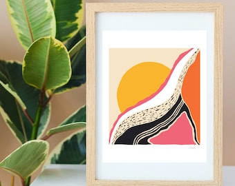 Rise Up Art Print / Landscape Print / Abstracto / Arte moderno / Midcentury Art Print / Sun Print