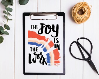 La alegría está en la impresión de trabajo / Arte inspirador / Arte mantra / Impresión de arte / Arte de pared / Arte de letras