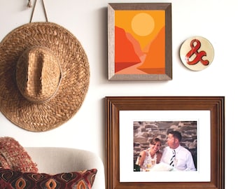 Wanderlust 3 Print / Landscape Print / Abstracto / Arte moderno / Midcentury Art Print / Sun Print