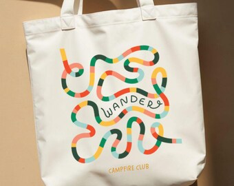 Bolso de lona con diseño original, bolso reutilizable Wander, estampado serigrafiado, ecológico y sostenible.