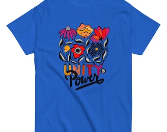 Unity Is Power Floral T-Shirt | Wildflower Graphic Tee | Botanical Unisex Shirt