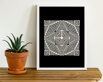 Obra de arte de corte de papel geométrico / Arte original cortado a mano / Obra de arte única en su tipo