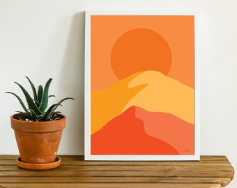 Wanderlust 2 Print / Landscape Print / Abstracto / Arte moderno / Midcentury Art Print / Sun Print