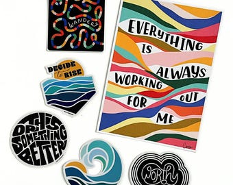 Paquete de pegatinas y láminas artísticas de Wander + Worthy