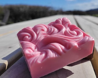 Raspberry Scented Goats Milk Handmade Soap Bars; 1 large rectangle bar