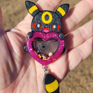 Custom Resin Dark Fox Shaker Keychain | Magnet | Badge Reel