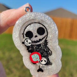 Benutzerdefinierte Harz Jack Skellington Shaker Schlüsselbund | Magnet | Abzeichen Reel