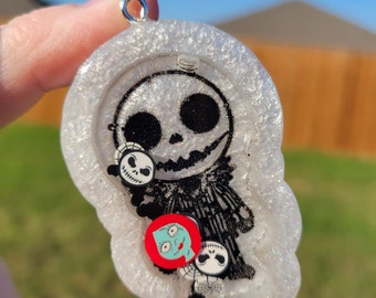 Custom Resin Jack Skellington Shaker Keychain | Magnet | Badge Reel