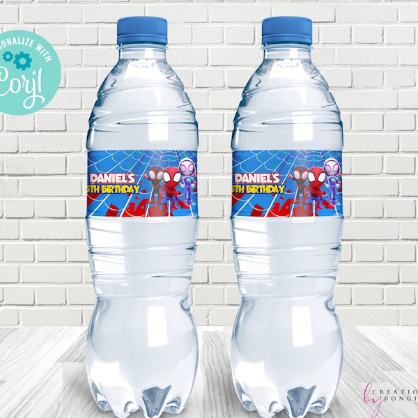 Spidey and his Amazing Friends Water Bottle Label/ Editable File/Spidey Birthday