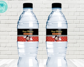 Mickey Mouse Water Label/ Editable/ Mickey Mouse Party
