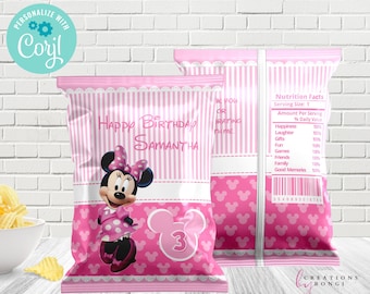Rosa Minnie Mouse Chip Taschen / editierbar / digitaler Download