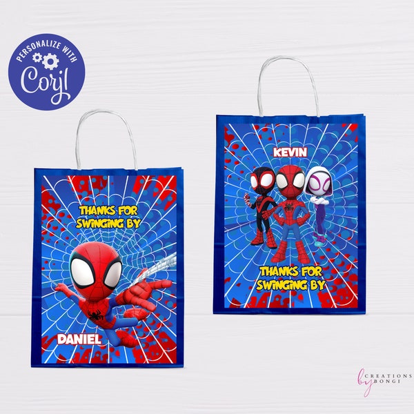 Spidey Gift Bag Label, Treat Bag Label, Grab bag label, Spidey and his amazing friends Birthday, Editable